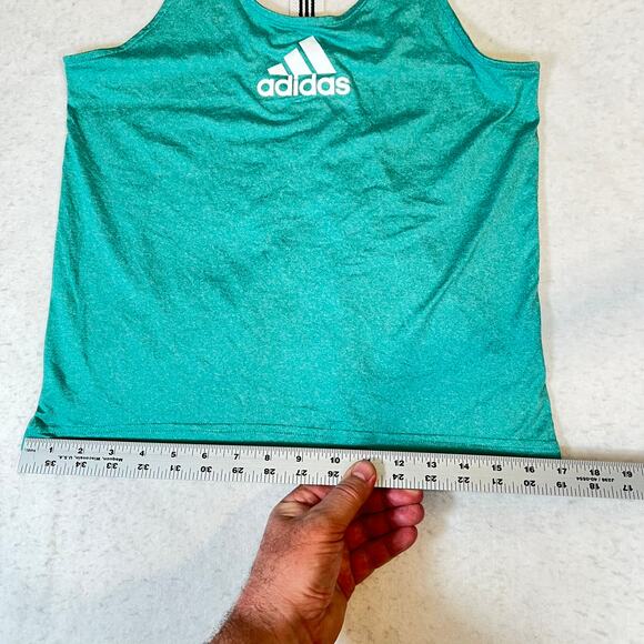 Adidas Racerback Workout Shirt Woman XS Heathered Green Race Tanktop Performance - Picture 7 of 8